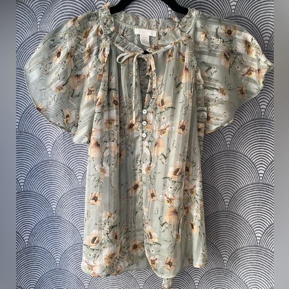 H&M Floral Mint Blouse - Picture 1 of 3